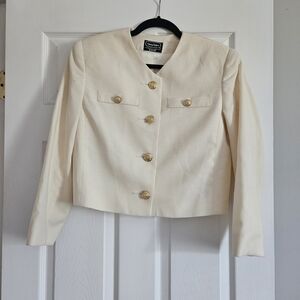 Elegant Cream Blazer with Gold Accents